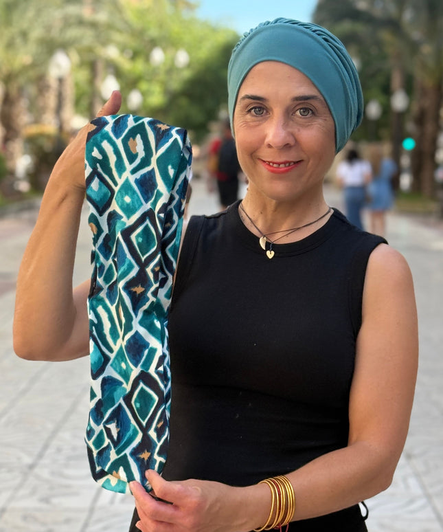 Pañuelo Oncológico Carla Bedia | Gala Azulejo