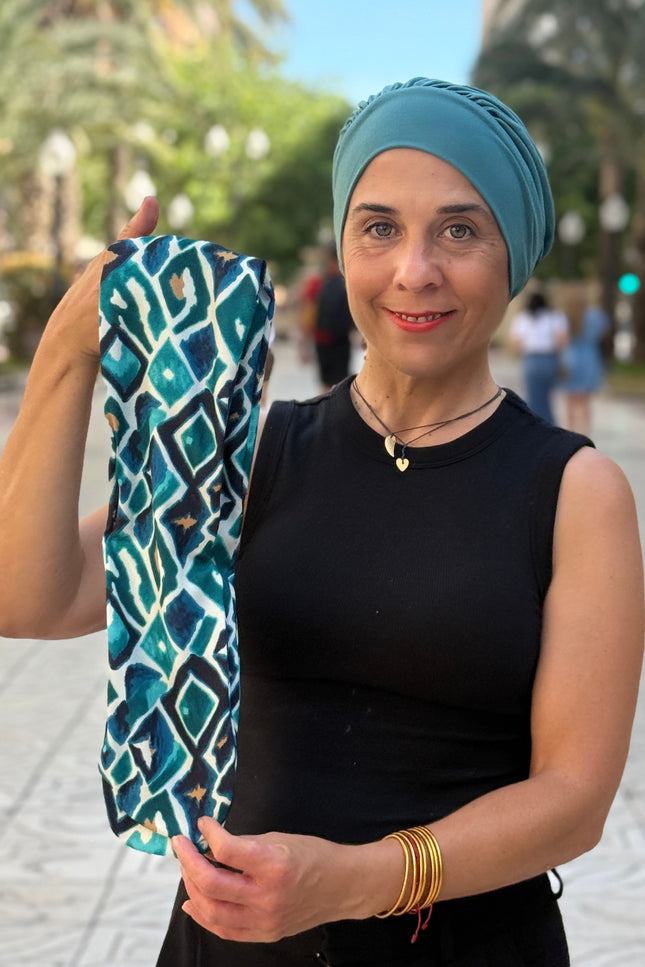 Pañuelo Oncológico Carla Bedia | Gala Azulejo