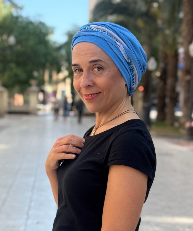 Pañuelo Oncológico Carla Bedia | Carlota Azul