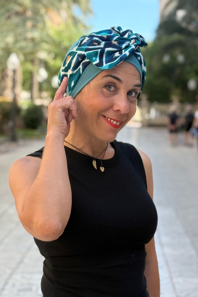 Pañuelo Oncológico Carla Bedia | Gala Azulejo