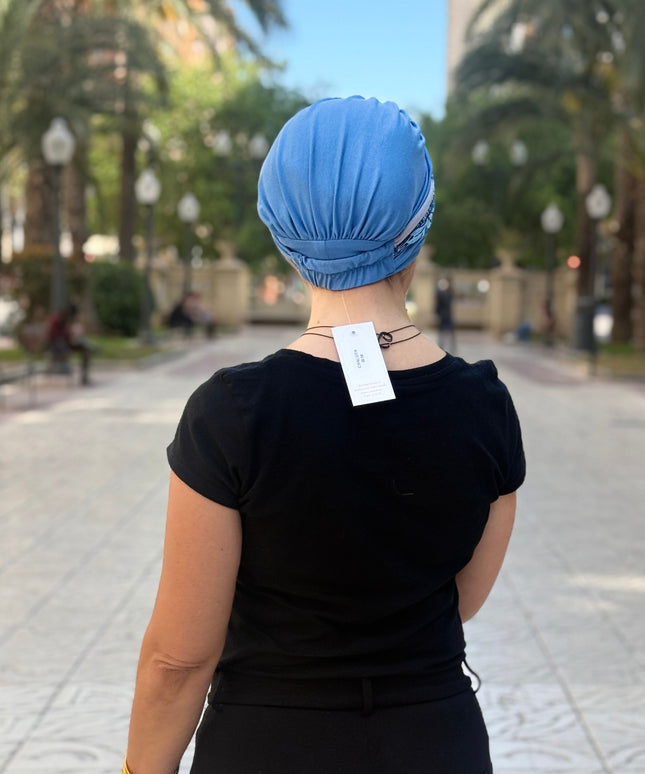 Pañuelo Oncológico Carla Bedia | Carlota Azul