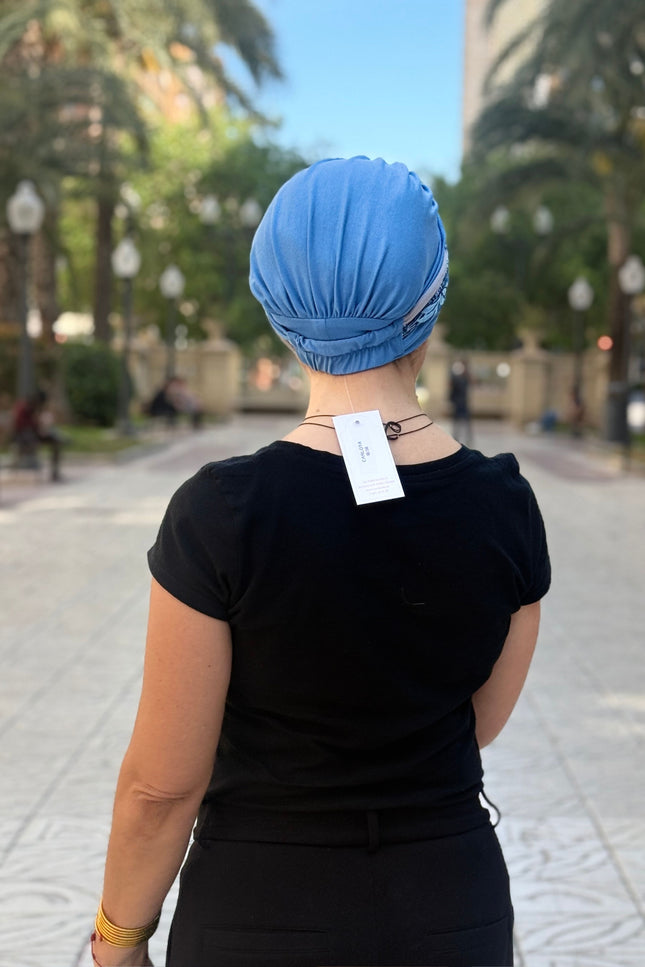 Pañuelo Oncológico Carla Bedia | Carlota Azul