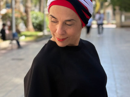 Pañuelo Oncológico Carla Bedia | Gala Tricolor Rojo Marino