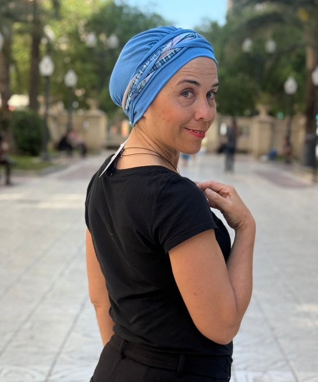 Pañuelo Oncológico Carla Bedia | Carlota Azul