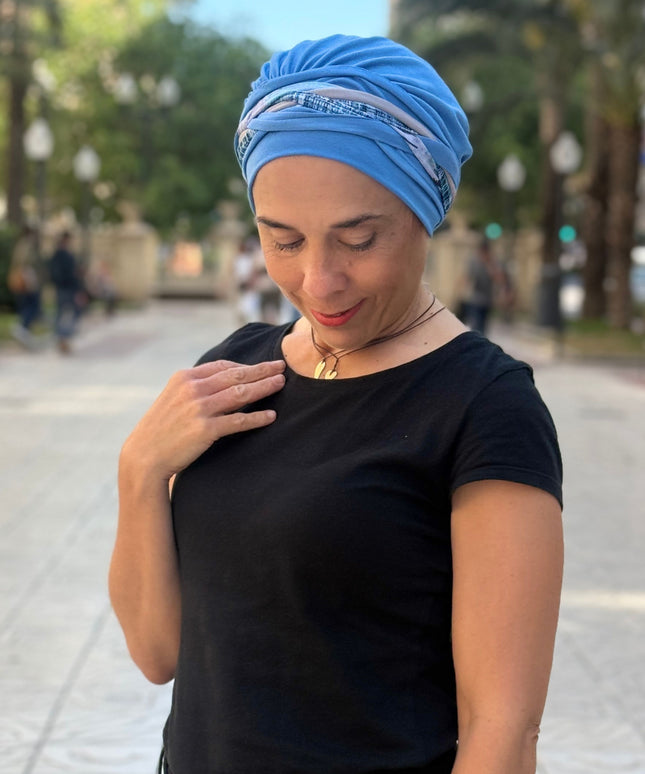 Pañuelo Oncológico Carla Bedia | Carlota Azul