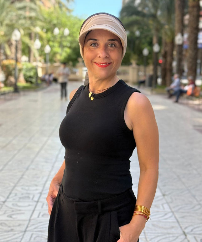 Visera para Pañuelo Oncológico Carla Bedia | Beige Arena