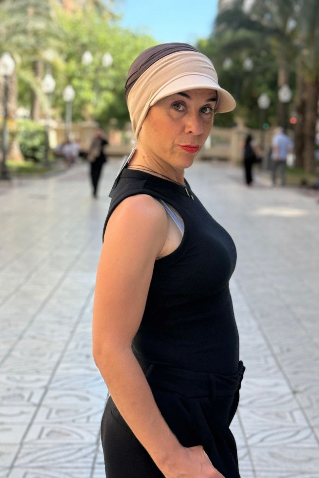 Visera para Pañuelo Oncológico Carla Bedia | Beige Arena