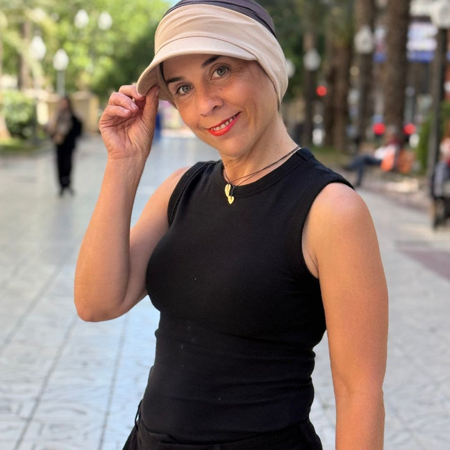 Visera para Pañuelo Oncológico Carla Bedia | Beige Arena