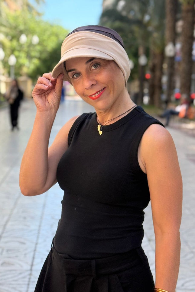 Visera para Pañuelo Oncológico Carla Bedia | Beige Arena