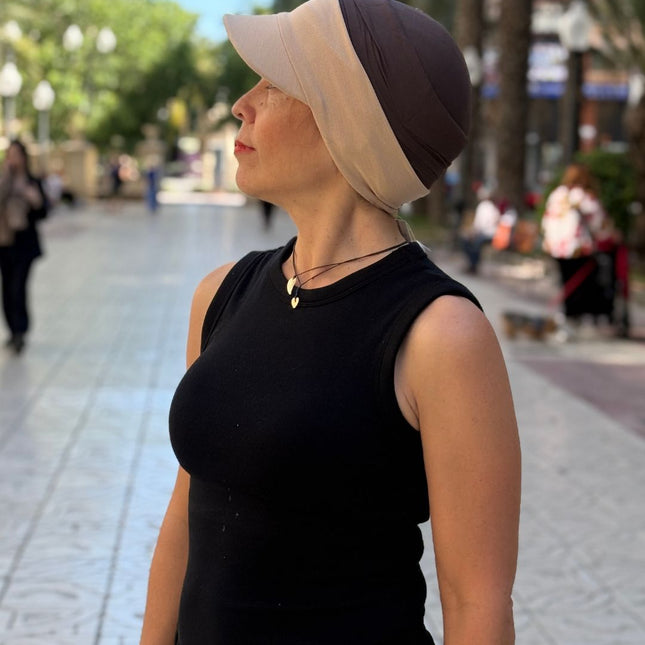 Visera para Pañuelo Oncológico Carla Bedia | Beige Arena