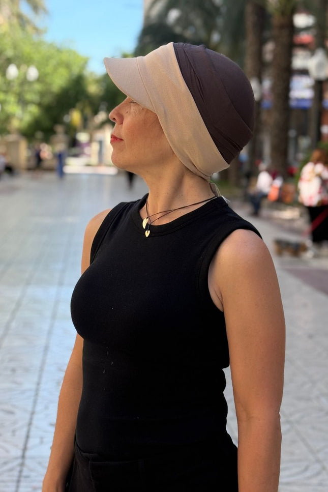 Visera para Pañuelo Oncológico Carla Bedia | Beige Arena