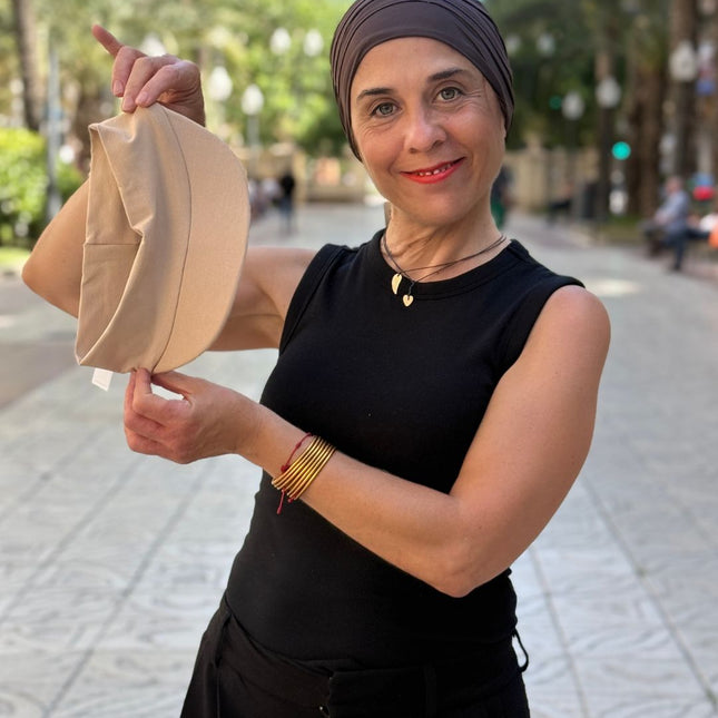 Visera para Pañuelo Oncológico Carla Bedia | Beige Arena