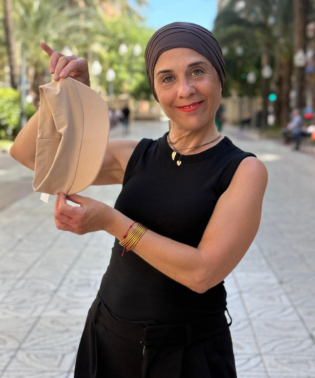 Visera para Pañuelo Oncológico Carla Bedia | Beige Arena