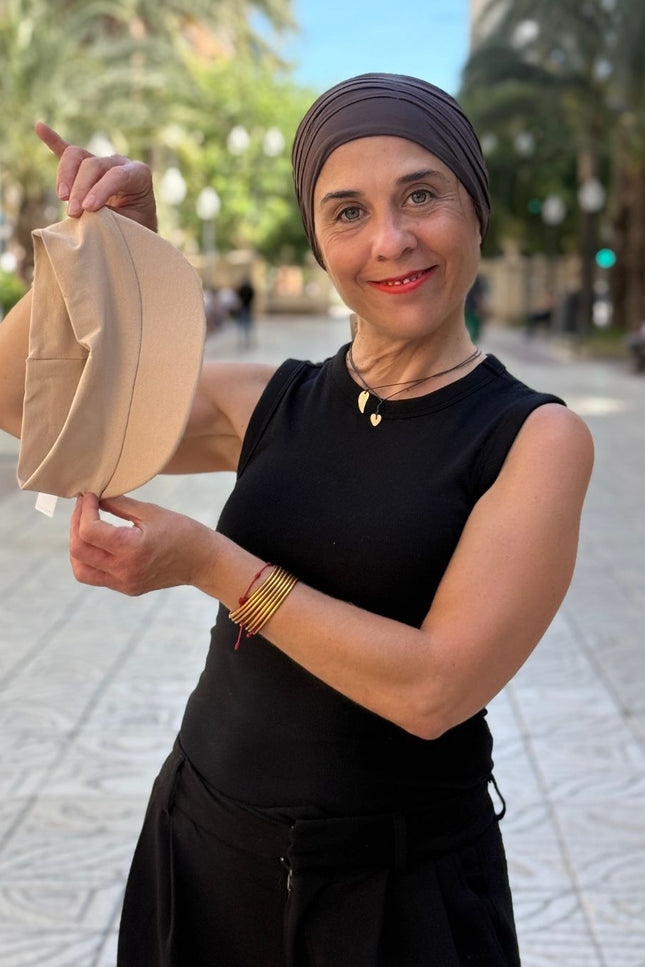 Visera para Pañuelo Oncológico Carla Bedia | Beige Arena