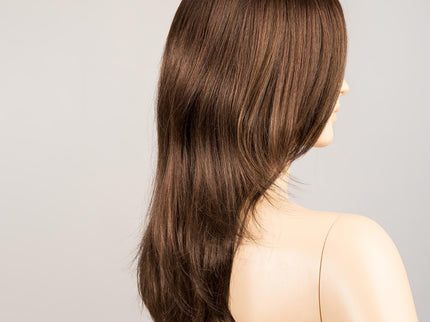 Peluca Mega Mono de Ellen Wille, color Darkchocolate Mix, vista lateral en maniquí