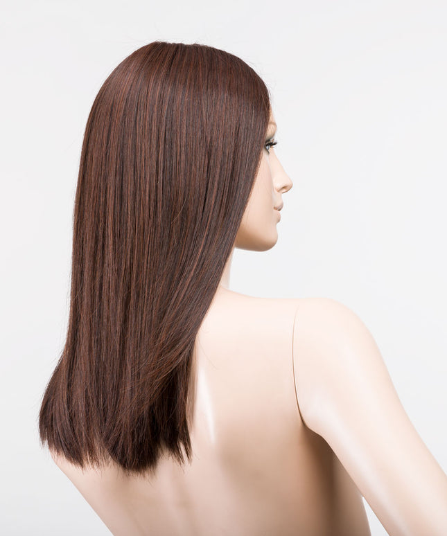 Peluca Sleek Mono Part de Ellen Wille, color Darkchocolate Mix, vista lateral en maniquí