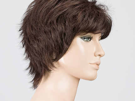 Peluca Click de Ellen Wille, color Darkchocolate Mix, vista lateral en maniquí