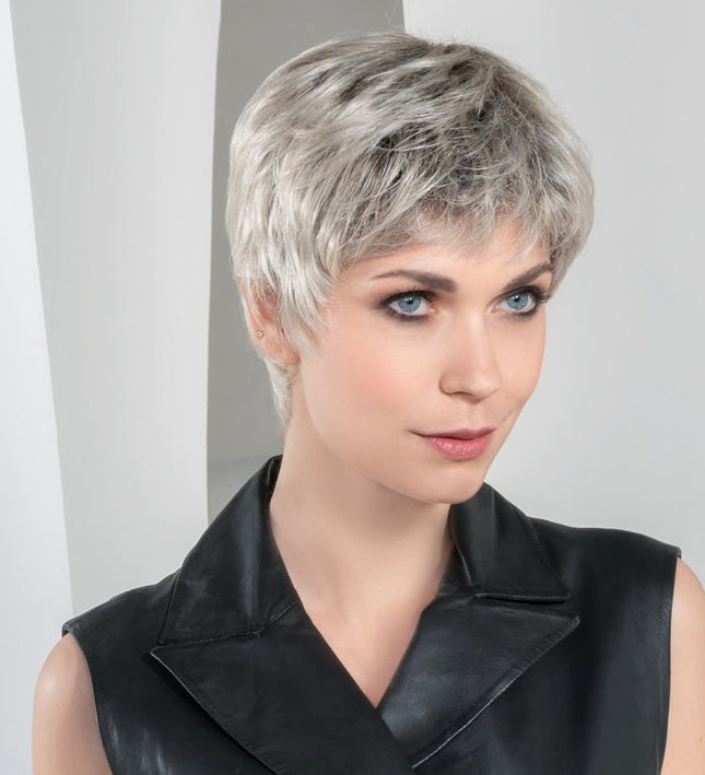 Peluca de pelo sintético con canas