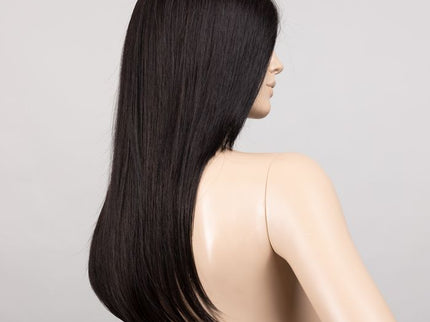 Peluca Mirage Deluxe de Ellen Wille, color Espresso Mix, vista posterior y lateral en maniquí