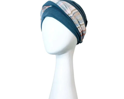 Pañuelo Oncológico ELEGANCE MEDITERRANEO ACERO | Carebell