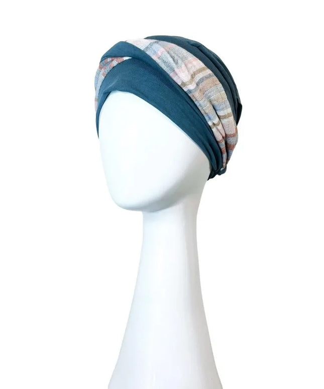 Pañuelo Oncológico ELEGANCE MEDITERRANEO ACERO | Carebell