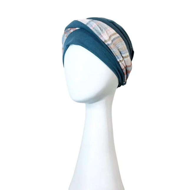 Pañuelo Oncológico ELEGANCE MEDITERRANEO ACERO | Carebell