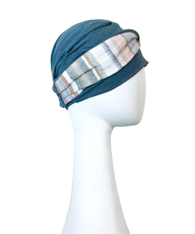 Pañuelo Oncológico ELEGANCE MEDITERRANEO ACERO | Carebell