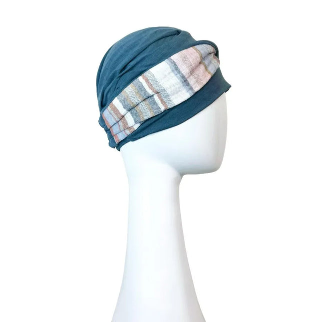 Pañuelo Oncológico ELEGANCE MEDITERRANEO ACERO | Carebell