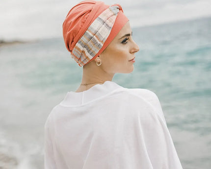 Pañuelo Oncológico ELEGANCE MEDITERRANEO CORAL | Carebell
