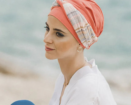 Pañuelo Oncológico ELEGANCE MEDITERRANEO CORAL | Carebell