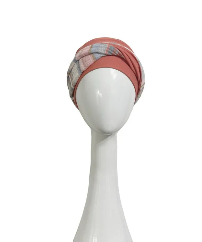 Pañuelo Oncológico ELEGANCE MEDITERRANEO CORAL | Carebell