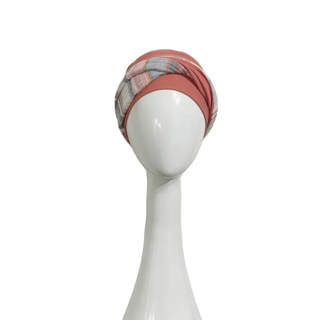 Pañuelo Oncológico ELEGANCE MEDITERRANEO CORAL | Carebell