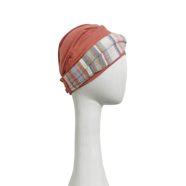 Pañuelo Oncológico ELEGANCE MEDITERRANEO CORAL | Carebell