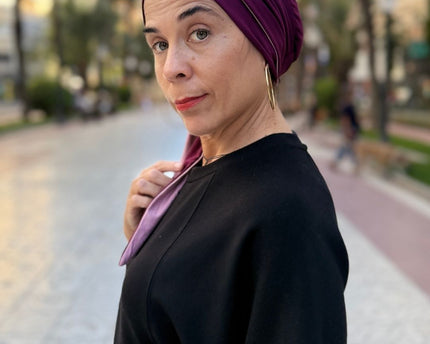 Pañuelo oncológico Martina Borgoña Carla Bedia — fotografía 7