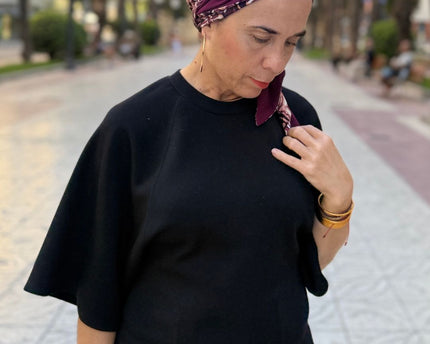Pañuelo oncológico Zoe Bambú Étnico Burdeos Carla Bedia — fotografía 8