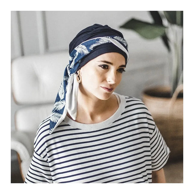 Pañuelo Oncológico SMOOTH DENIM PALMS | Carebell