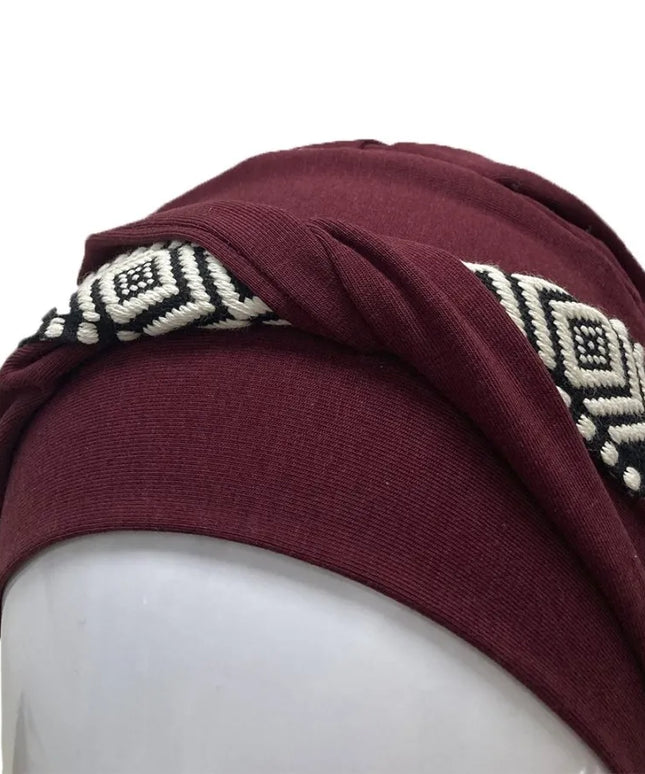 Pañuelo Oncológico SMOOTH IKAT BURDEOS | Carebell