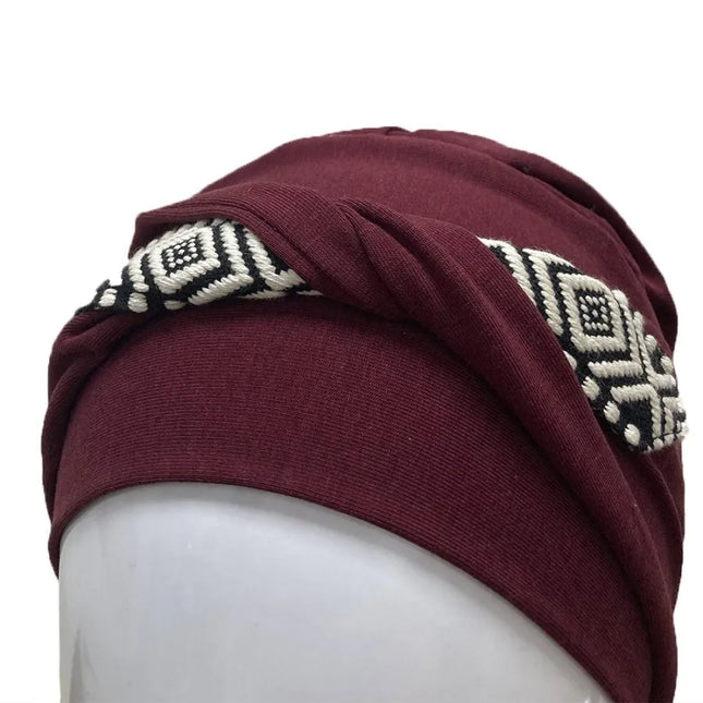 Pañuelo Oncológico SMOOTH IKAT BURDEOS | Carebell