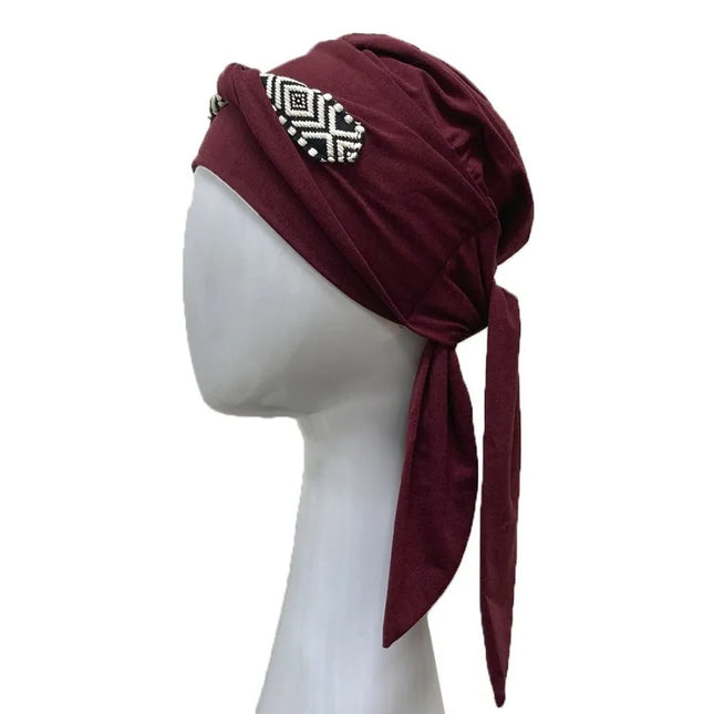 Pañuelo Oncológico SMOOTH IKAT BURDEOS | Carebell