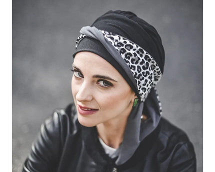 Pañuelo Oncológico SMOOTH LEOPARD GREY | Carebell