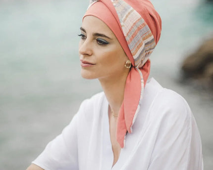 Pañuelo Oncológico SMOOTH MEDITERRANEO CORAL | Carebell