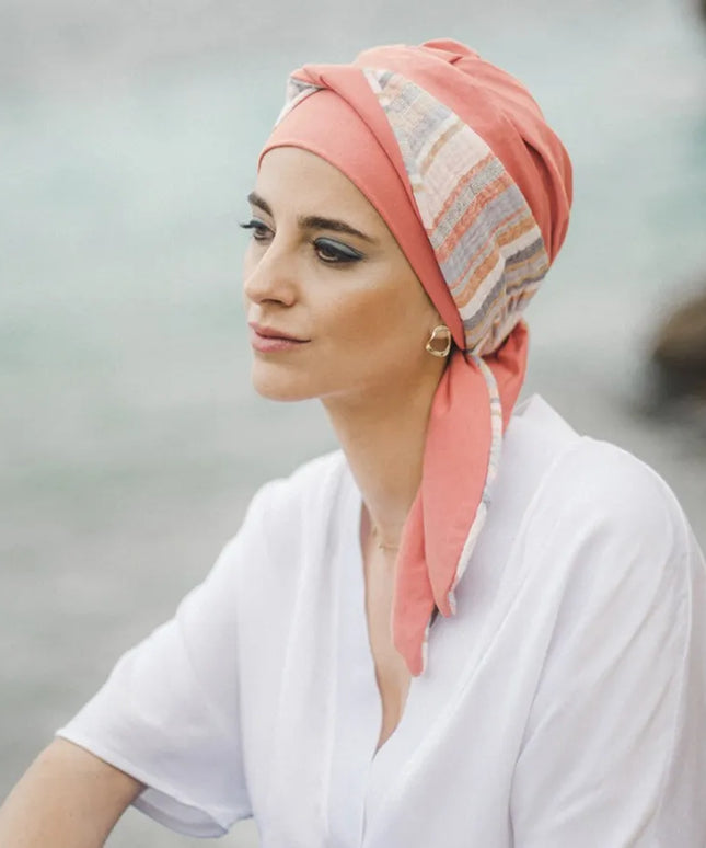 Pañuelo Oncológico SMOOTH MEDITERRANEO CORAL | Carebell