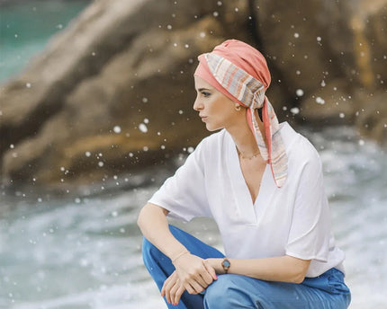 Pañuelo Oncológico SMOOTH MEDITERRANEO CORAL | Carebell