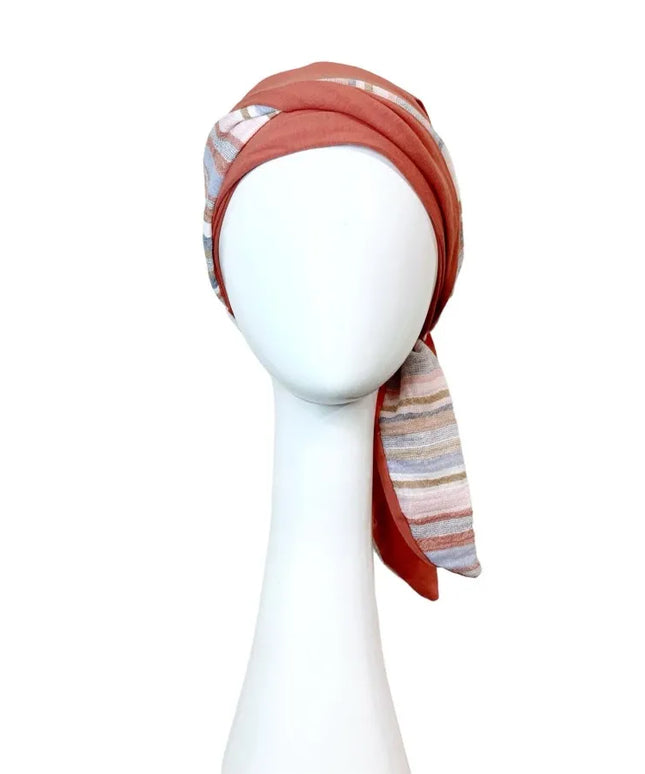 Pañuelo Oncológico SMOOTH MEDITERRANEO CORAL | Carebell