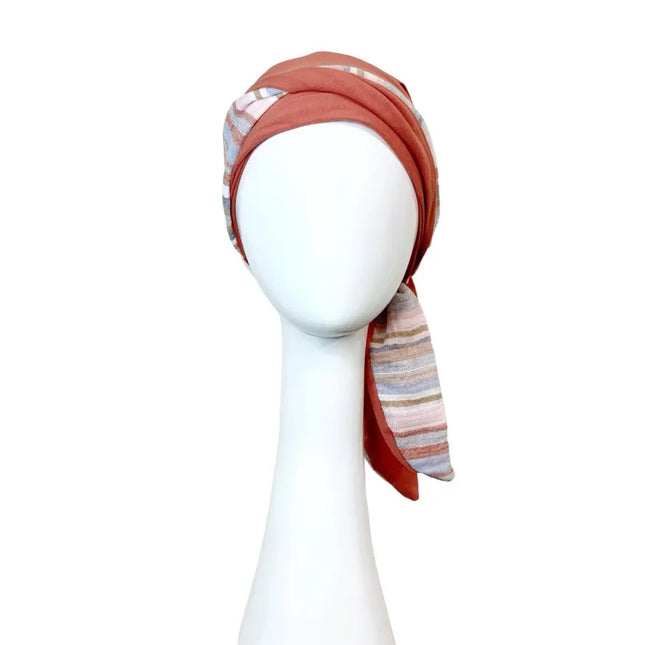 Pañuelo Oncológico SMOOTH MEDITERRANEO CORAL | Carebell