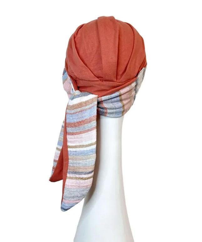 Pañuelo Oncológico SMOOTH MEDITERRANEO CORAL | Carebell