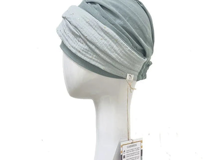 Pañuelo oncológico ELEGANCE AGUAMARINA GOLD | Carebell