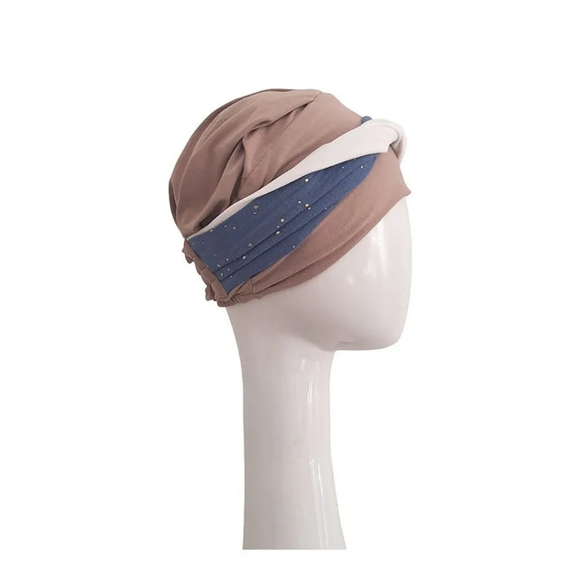 Pañuelo Oncológico ELEGANCE BLUE GOLD | Carebell