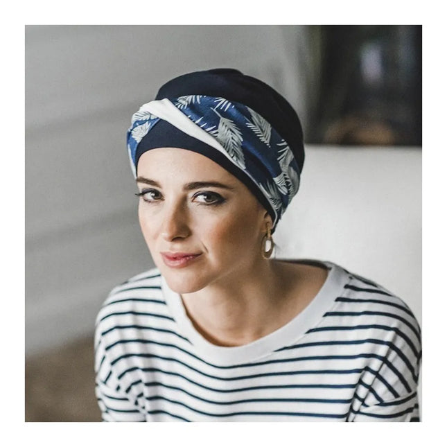 Pañuelo Oncológico ELEGANCE DENIM PALMS | Carebell