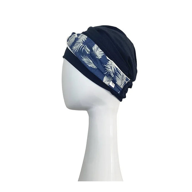 Pañuelo Oncológico ELEGANCE DENIM PALMS | Carebell